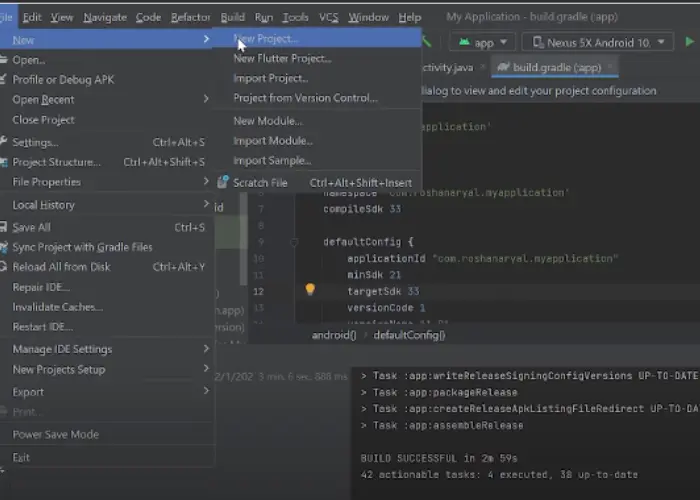 Select Start a new Android Studio project